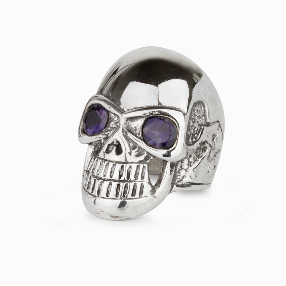 FACETED IOLITE SKULL STERLING SILVER RING | MADE IN EARTH
