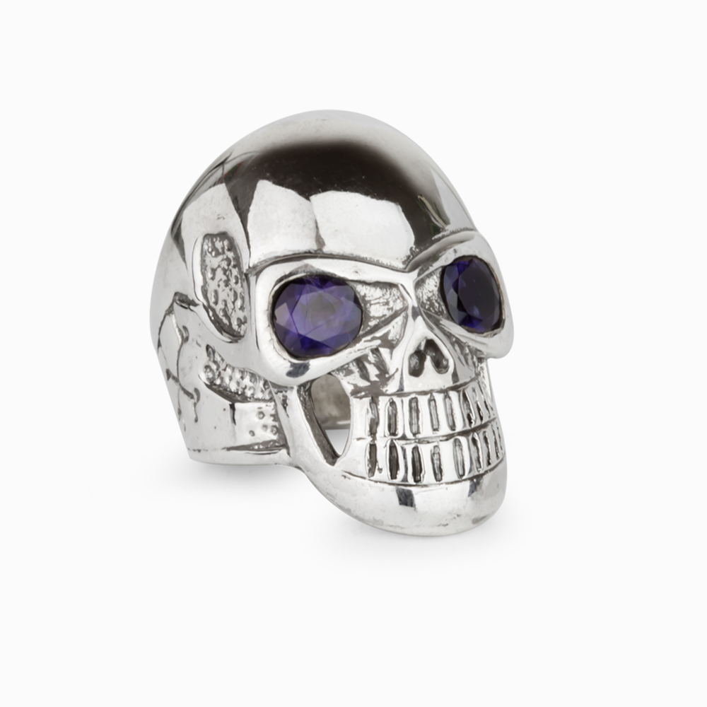 FACETED IOLITE SKULL STERLING SILVER RING | MADE IN EARTH