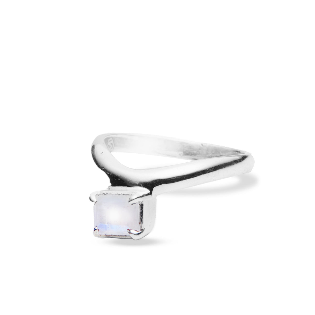 FACETED RAINBOW MOONSTONE RING STERING SILVER |MADE IN EARTH