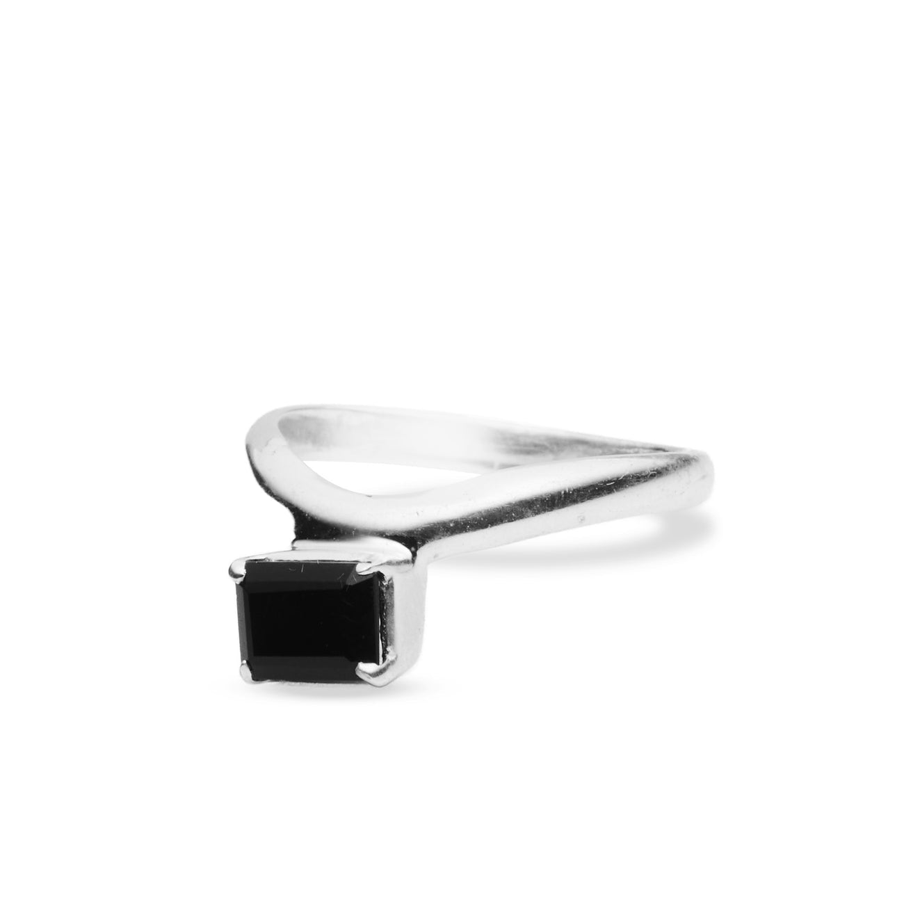 BLACK ONYX FACETED RECTANGULAR RING STERLING SILVER | MADE IN EARTH