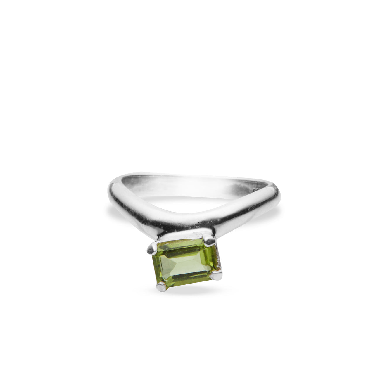 FACETED PERIDOT RECTANGLE STERLING SILVER RING | MADE IN EARTH