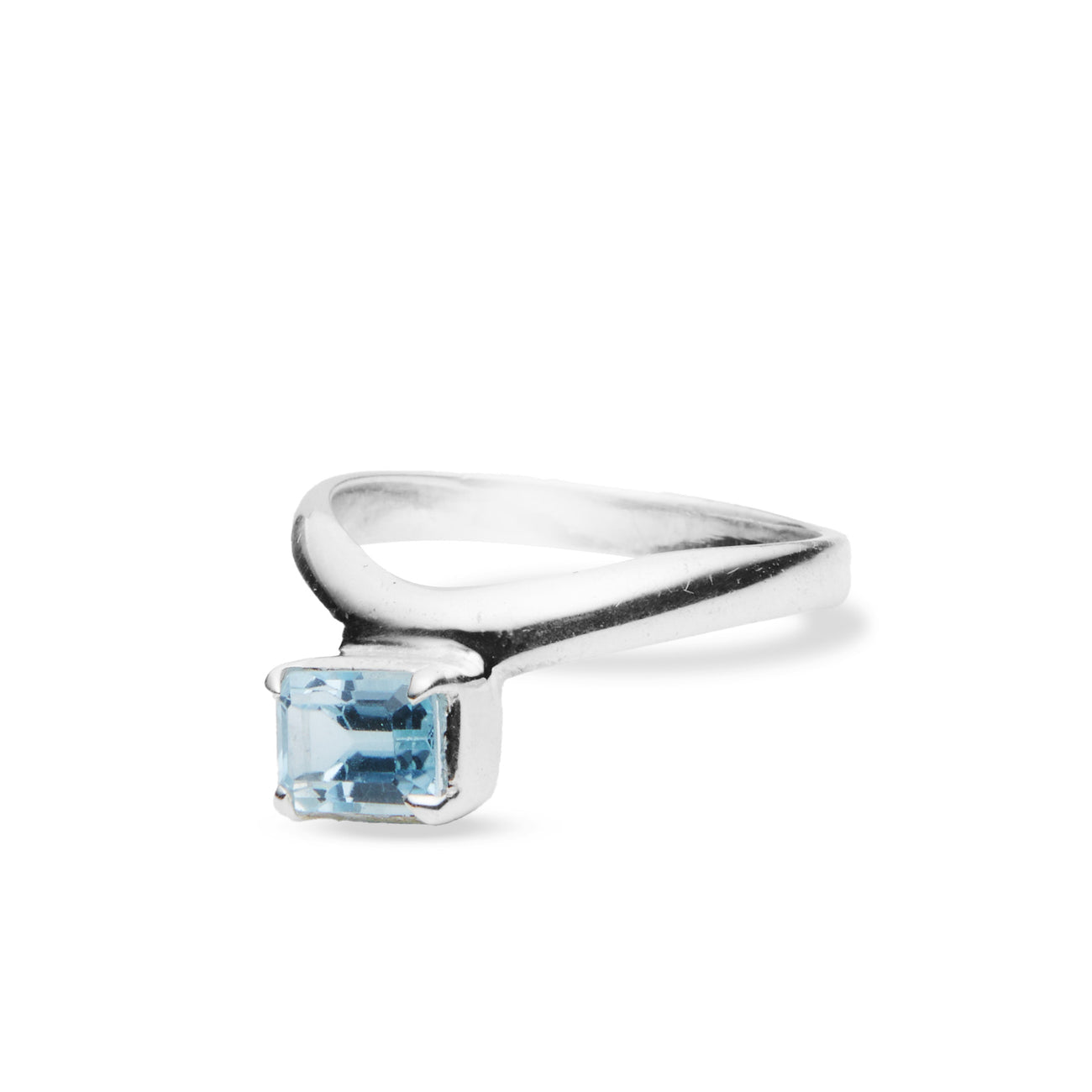 BLUE TOPAZ FACETED RING SILVER RING MADE IN EARTH