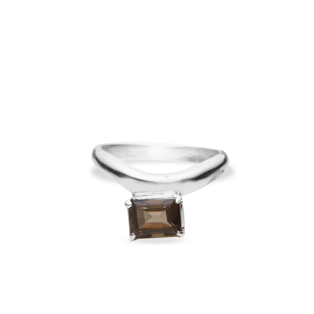 SMOKEY QUARTZ FACETED RECTANGLE STERLING SILVER RING | MADE IN EARTH