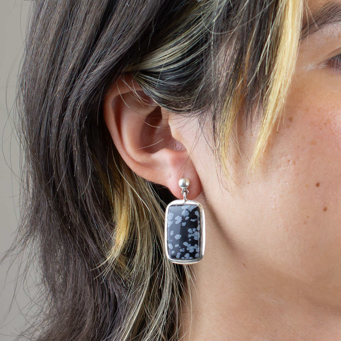 Snowflake Obsidian Earrings