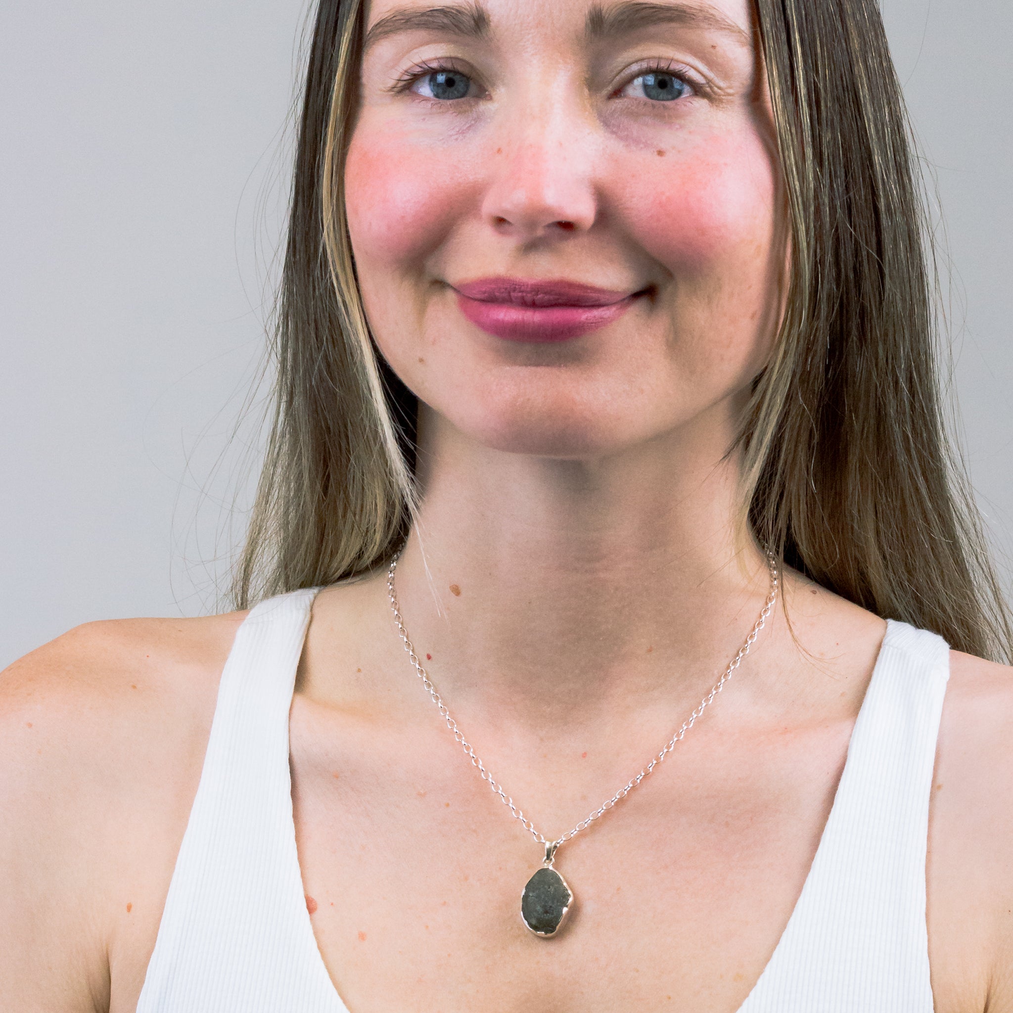 RAW DARWIN NECKLACE STERLING SILVER ON MODEL | MADE IN EARTH