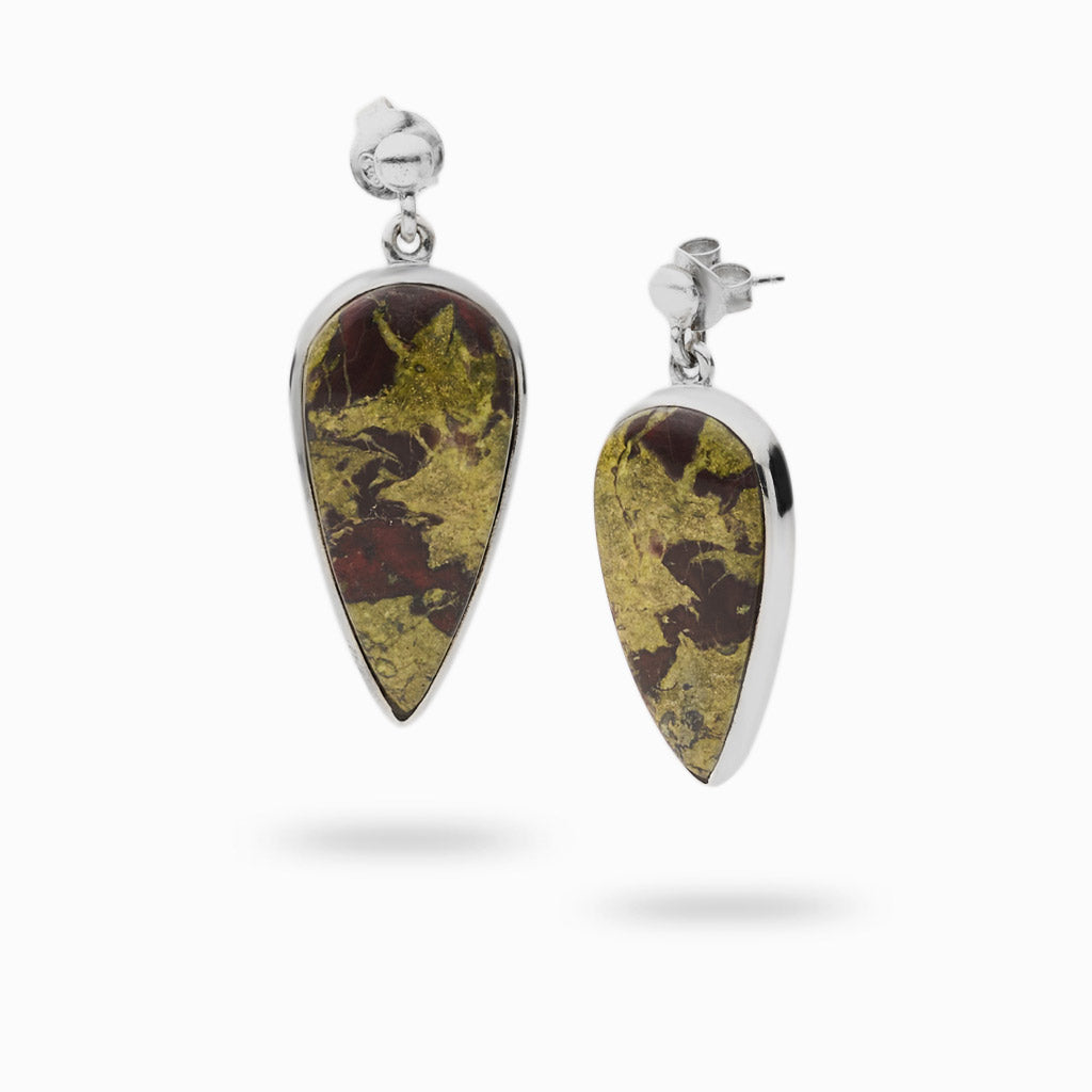 Cabochon Tear jasper Stud Drop earrings