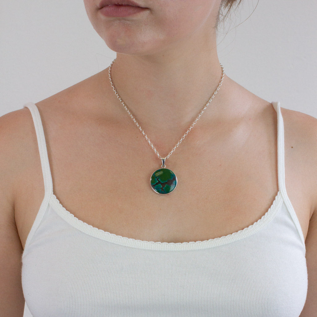 Turquoise necklace on model