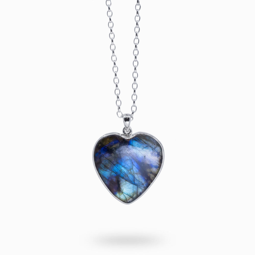 HEART CABOCHON LABRADORITE NECKLACE