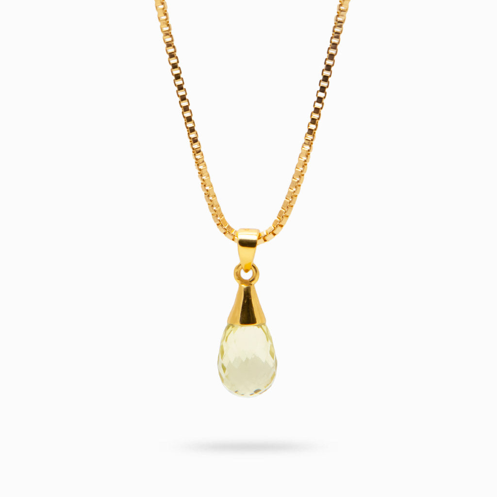 FACETED LEMON QUARTZ NECKLACE IN YELLOW GOLD VERMEIL | MADE IN EARTH