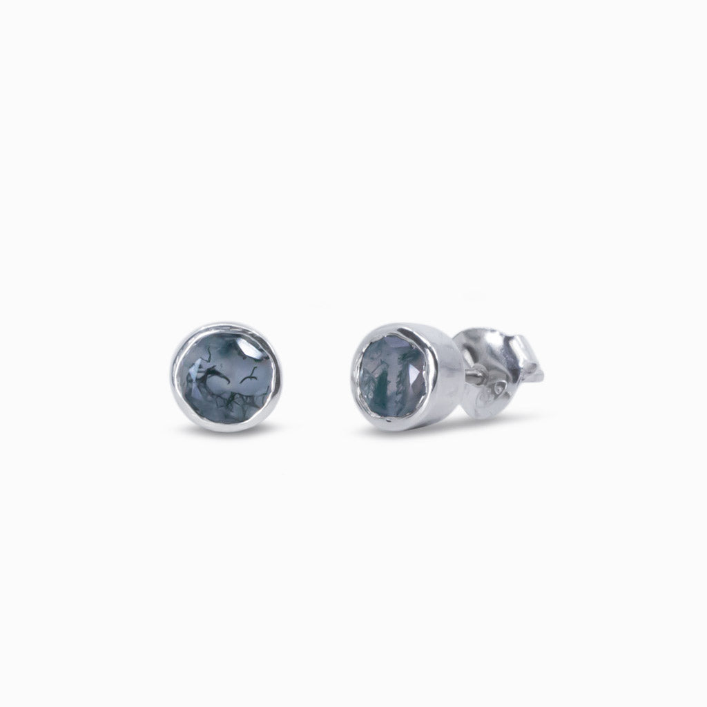 moss agate stud earrings
