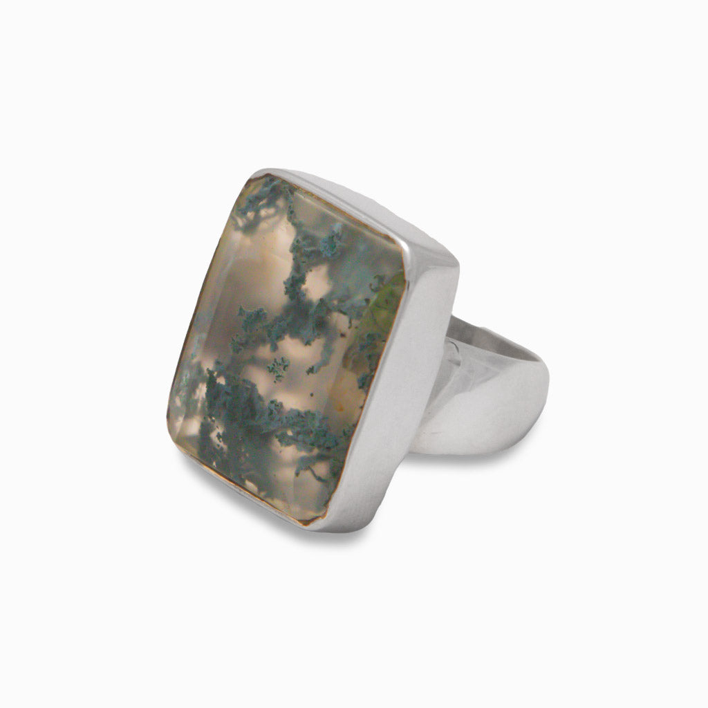 MOSS AGATE FAC RING