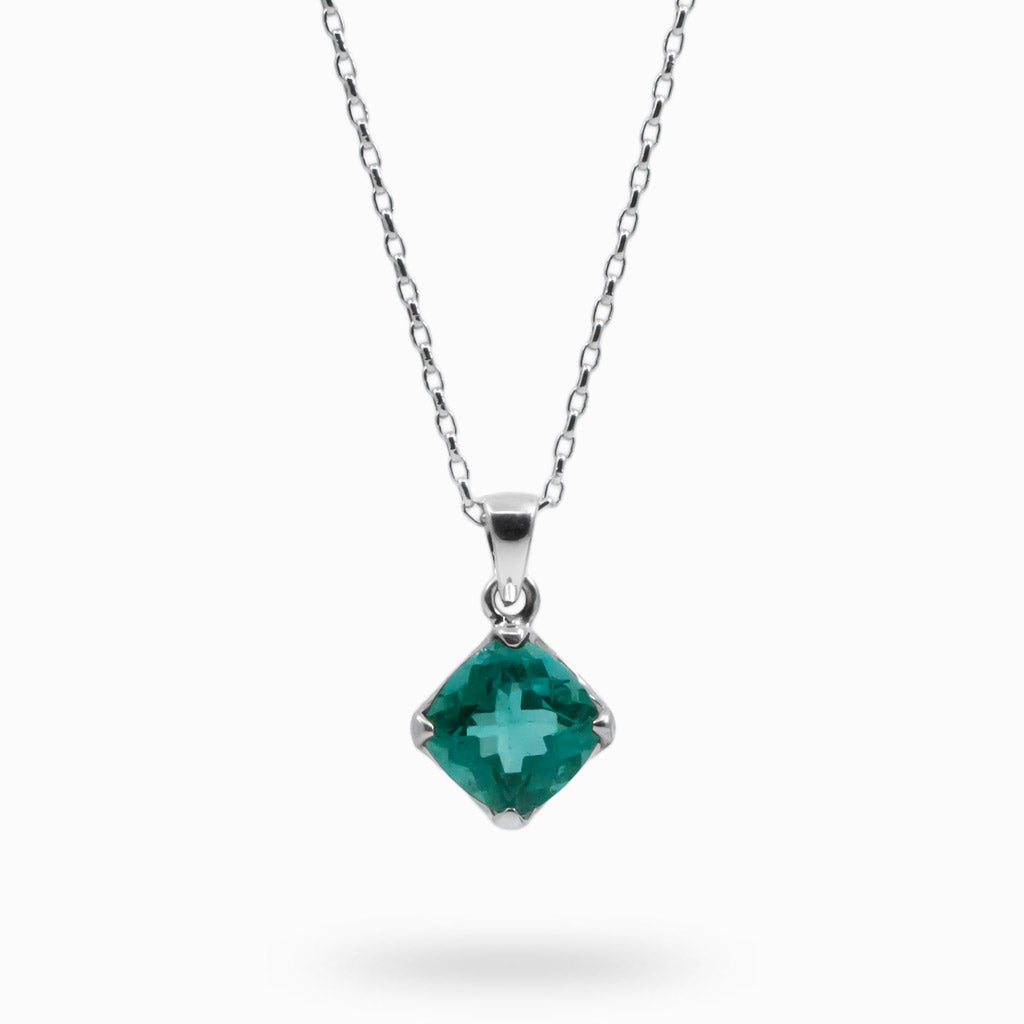 Diamond Green Faceted Fluorite Necklace
