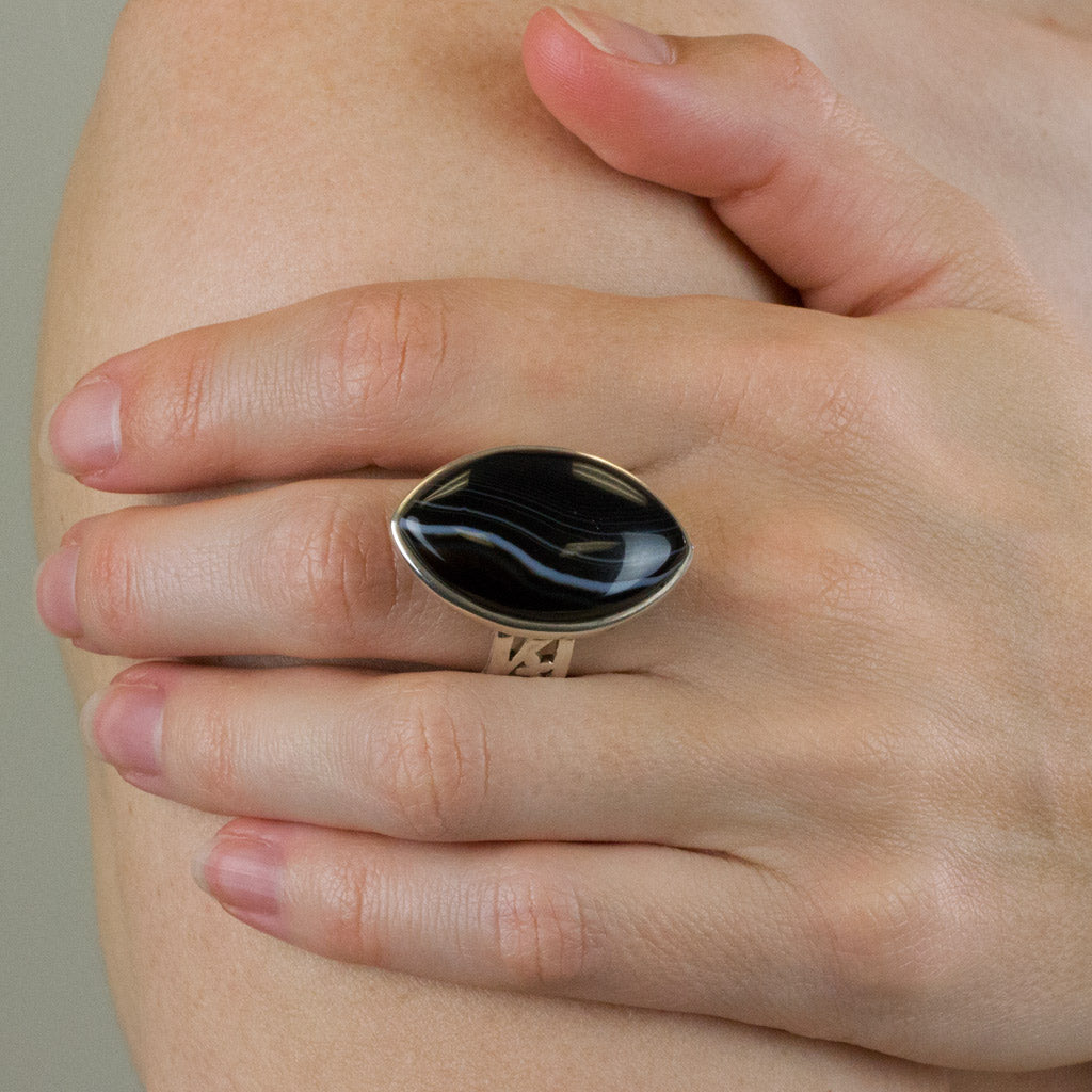 Banded Agate Ring on Model