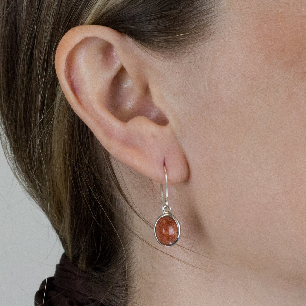 Sunstone Drop Earrings on Model