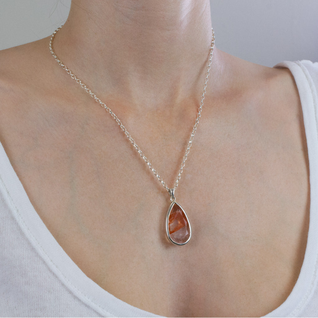 Cherry Quartz Necklace on Model | MADE IN EARTH