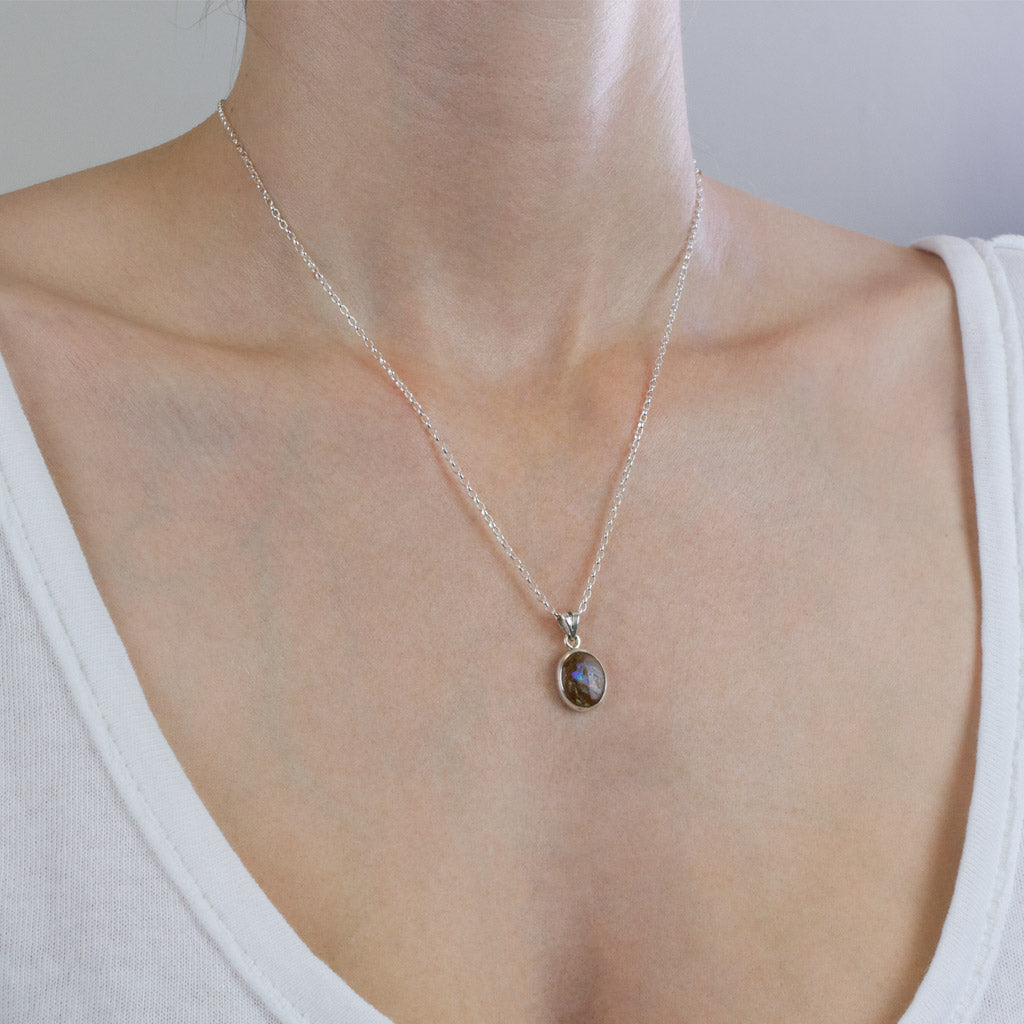 Boulder Opal Necklace on Model