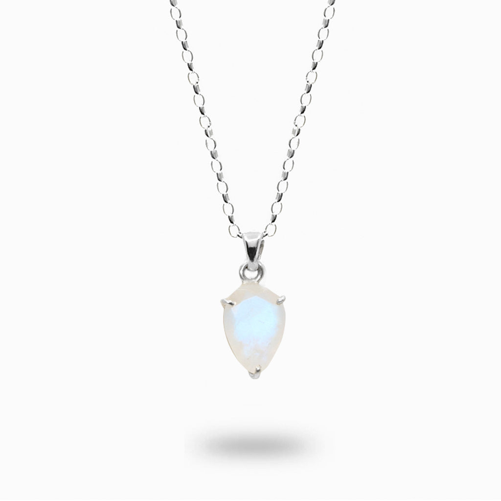 faceted tear Rainbow Moonstone necklace