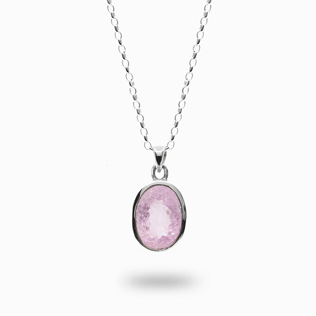 Oval Pink Faceted Kunzite Necklace