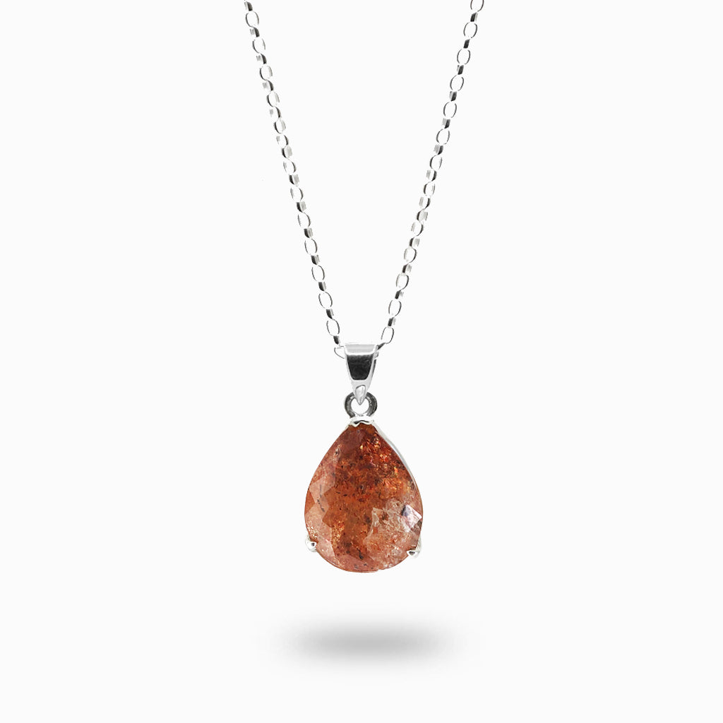 Tear Faceted Orange Sunstone necklace