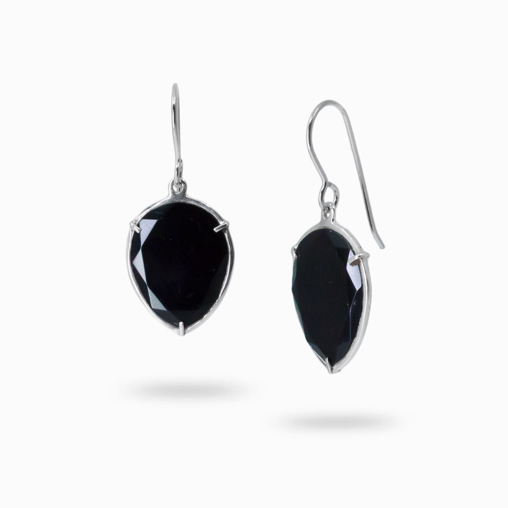 Faceted Onyx tear drop Earrings