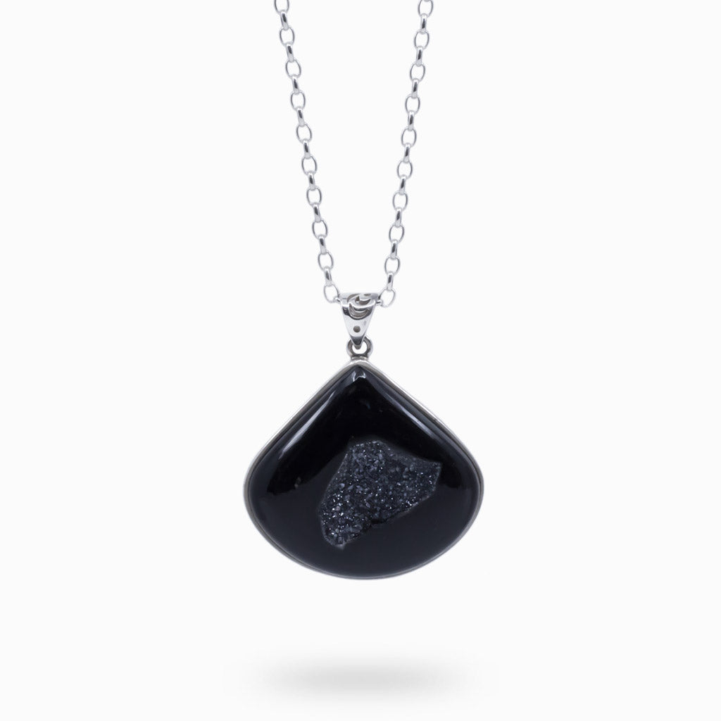onyx druzy necklace