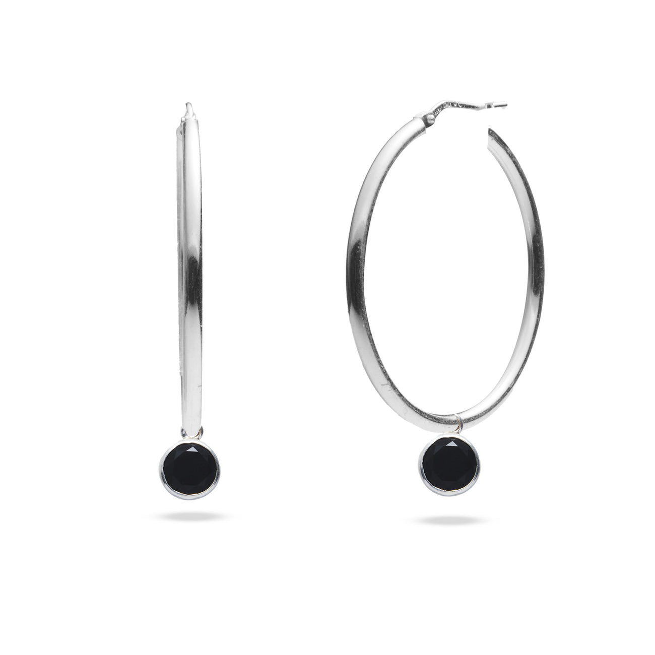FACETED ONYX HOOP CHARMS