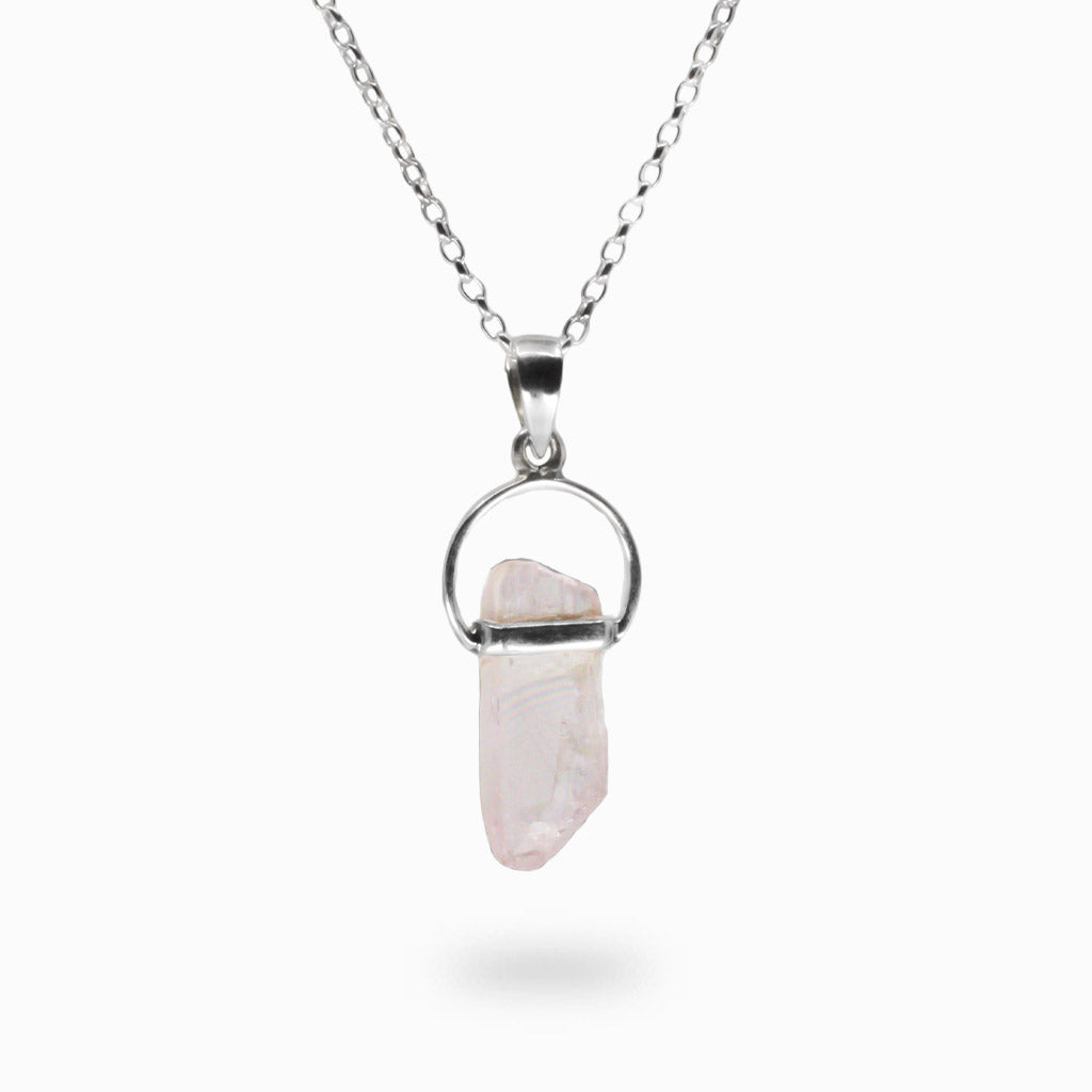 RAW KUNZITE NECKLACE MADE IN EARTH STERLING SILVER