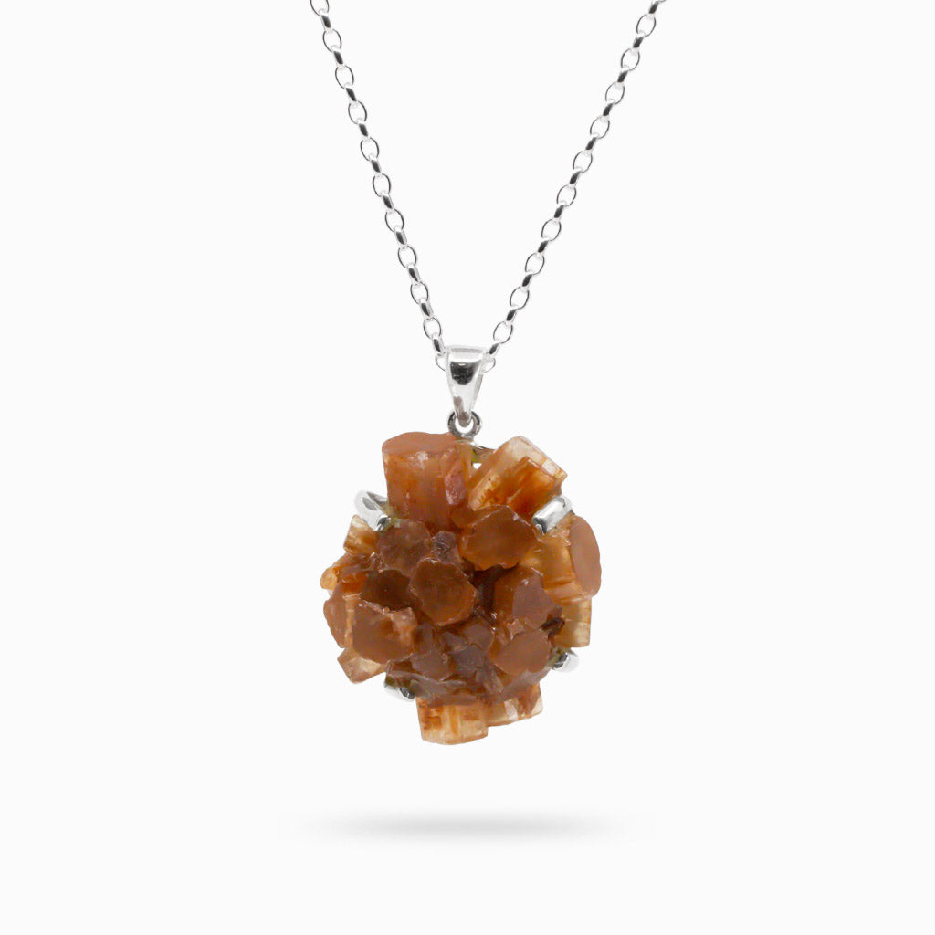 RAW ORANGE ARAGONITE NECKLACE STERLING SILVER | MADE IN EARTH