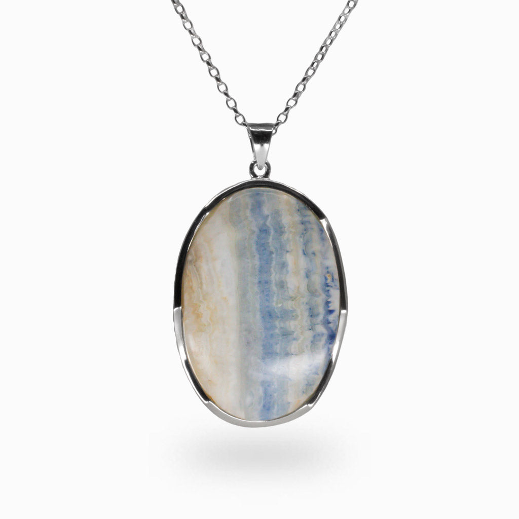 SCHEELITE CABOCHON OVAL STERLING SILVER NECKLACE MADE IN EARTH