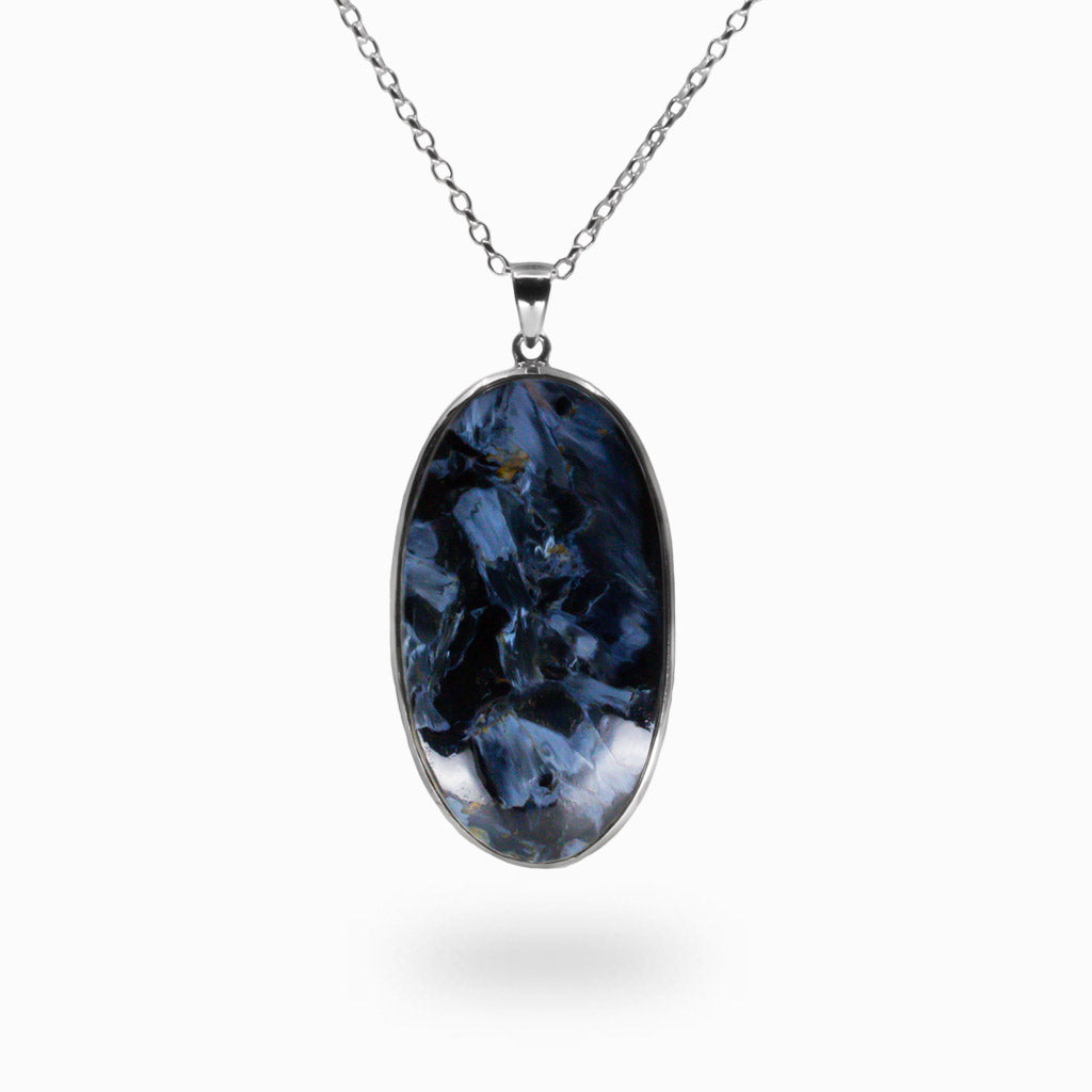 CABOCHON PIETRESITE NECKLACE STERLING SILVER MADE IN EARTH