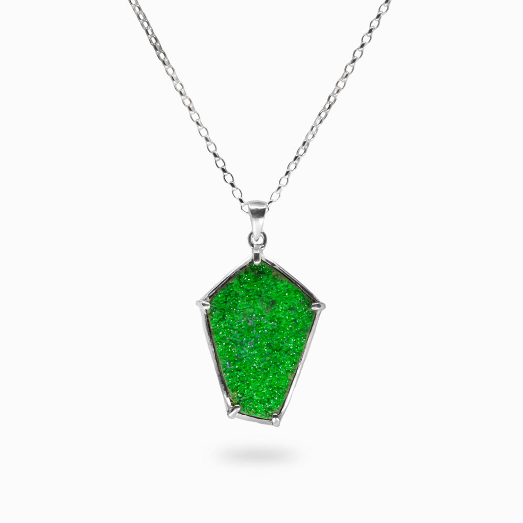 RAW UVAROVITE DRUZY STERLING SILVER NECKLACE