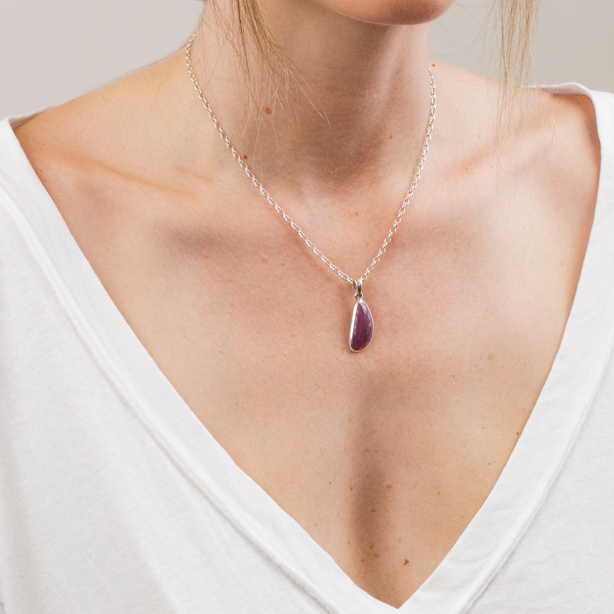 FACETD ORG PINK TOURMALINE NECKLACE ON MODEL