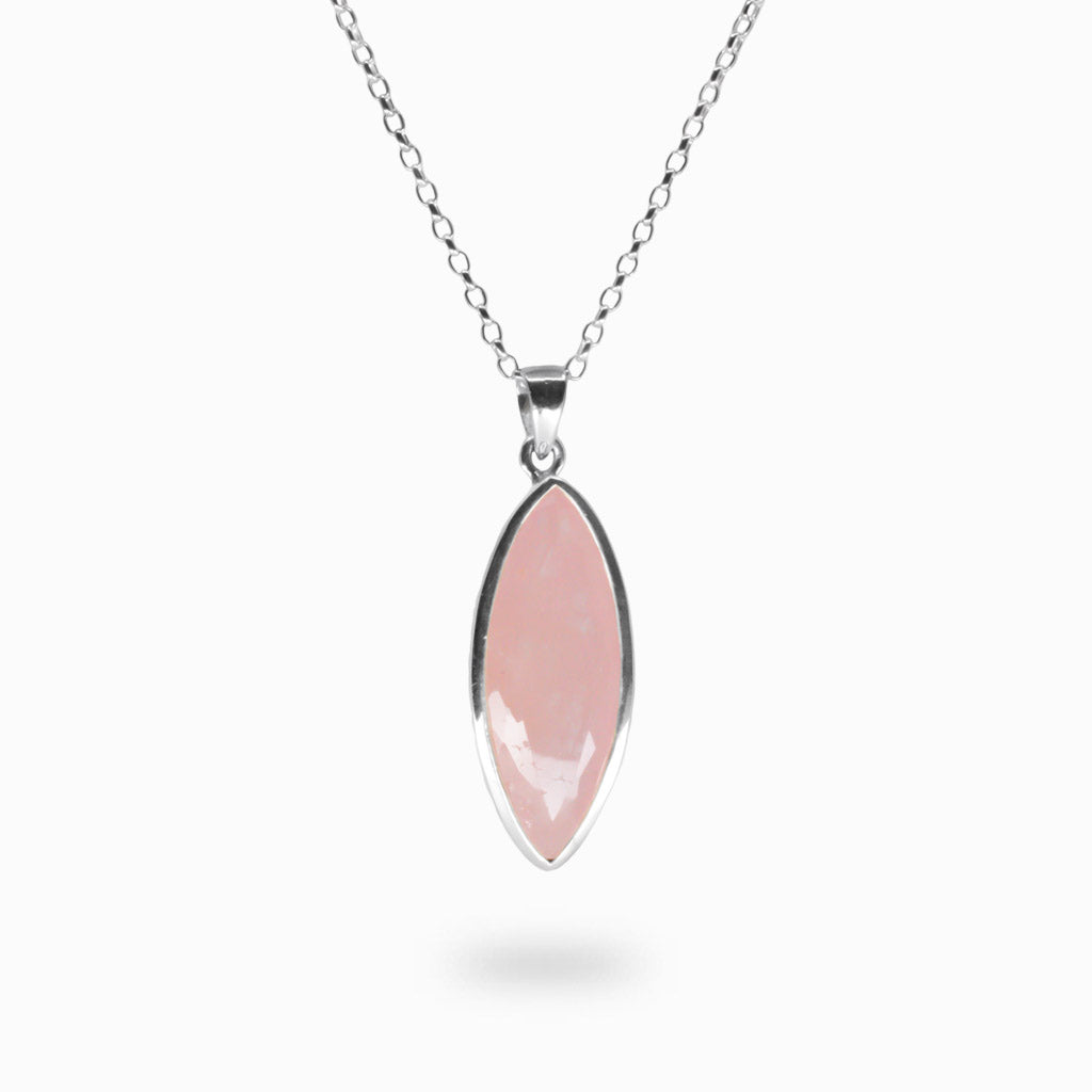 FACETED MARQUISE MORGANITE NECKLACE IN STERLING SILVER MADE IN EARTH