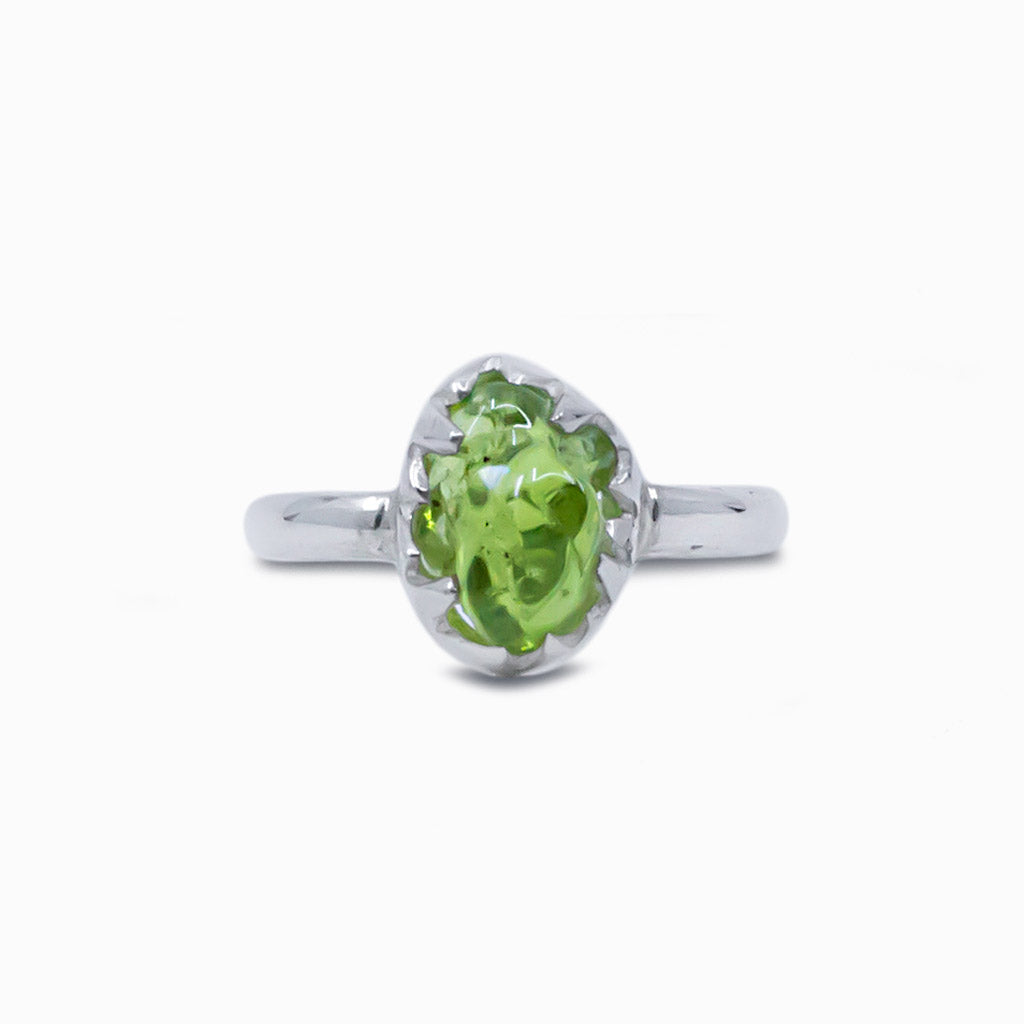 raw peridot ring