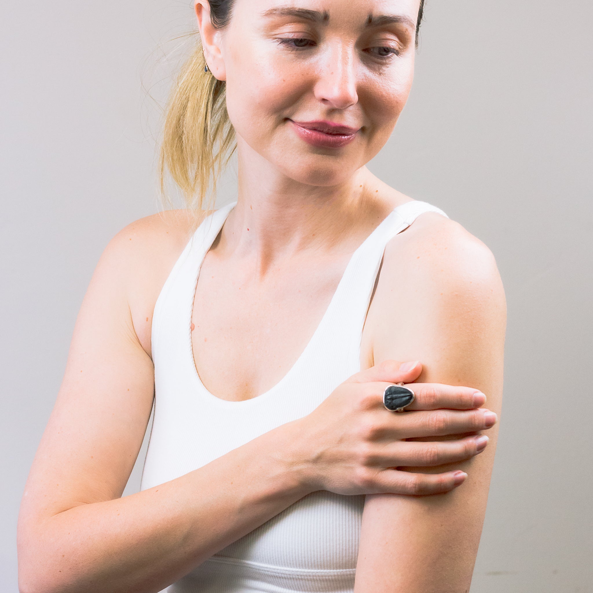 RAW TRILOBITE RING ON MODEL