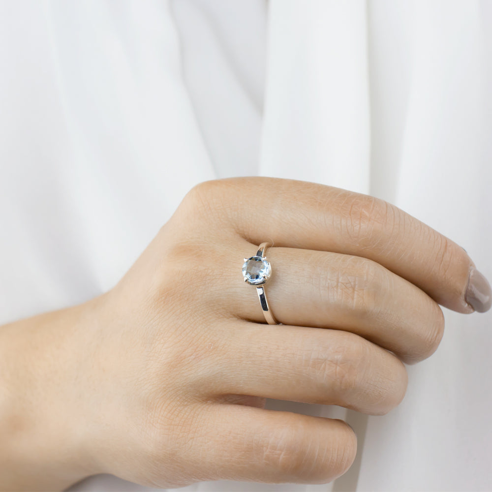 FACETED ROUND BLUE TOPAZ RING MODEL