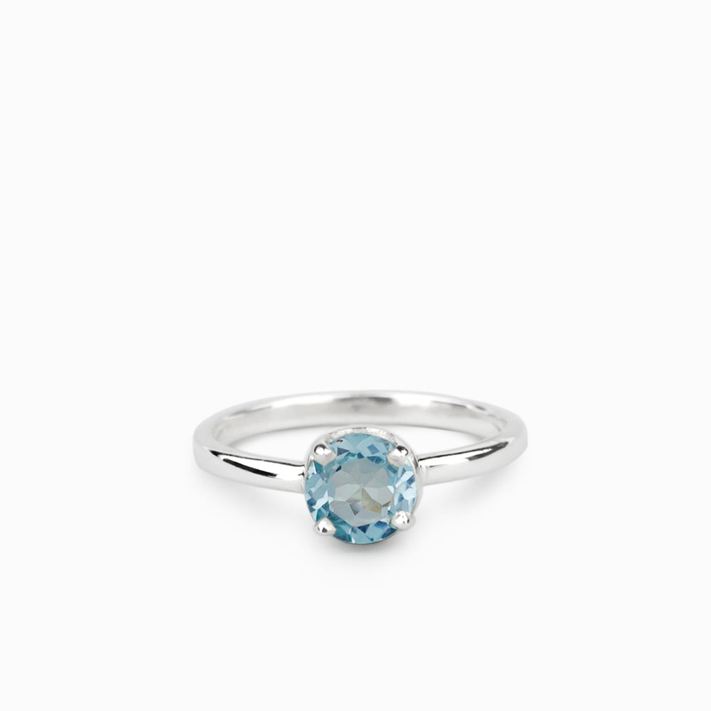 FACETED ROUND BLUE TOPAZ RING