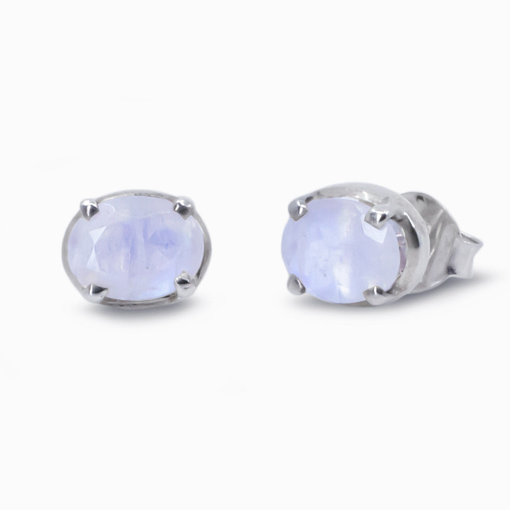 rainbow moonstone stud earrings