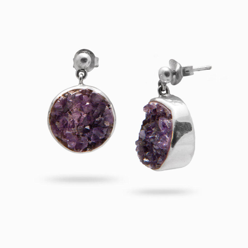 RAW AMETHYST STUD DROP EARRINGS