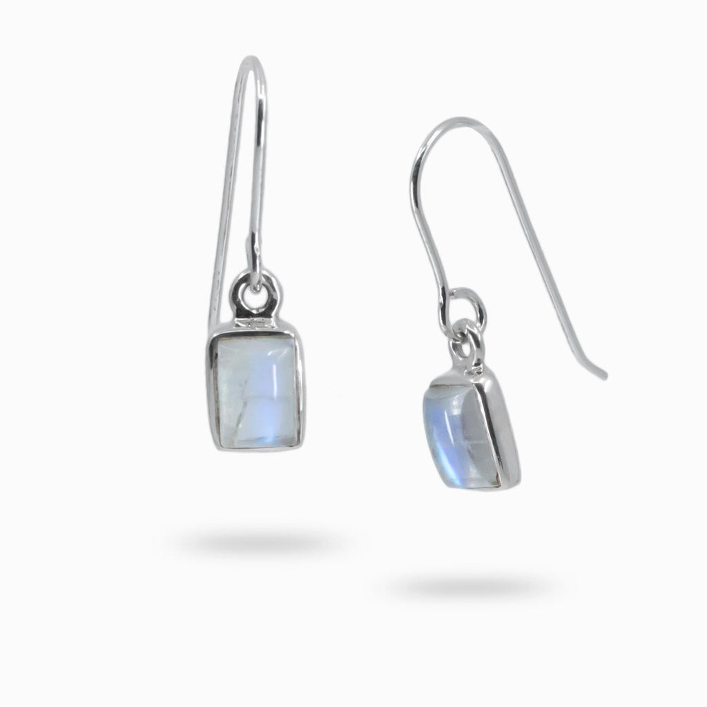 Cabochon Rainbow Moonstone drop earrings