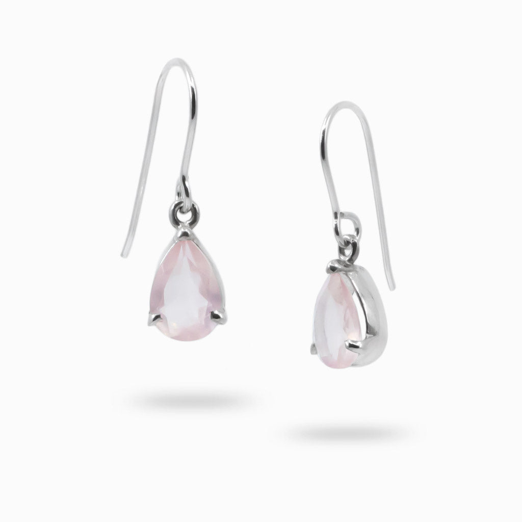 Faceted Rose Quartz tear drop earrings