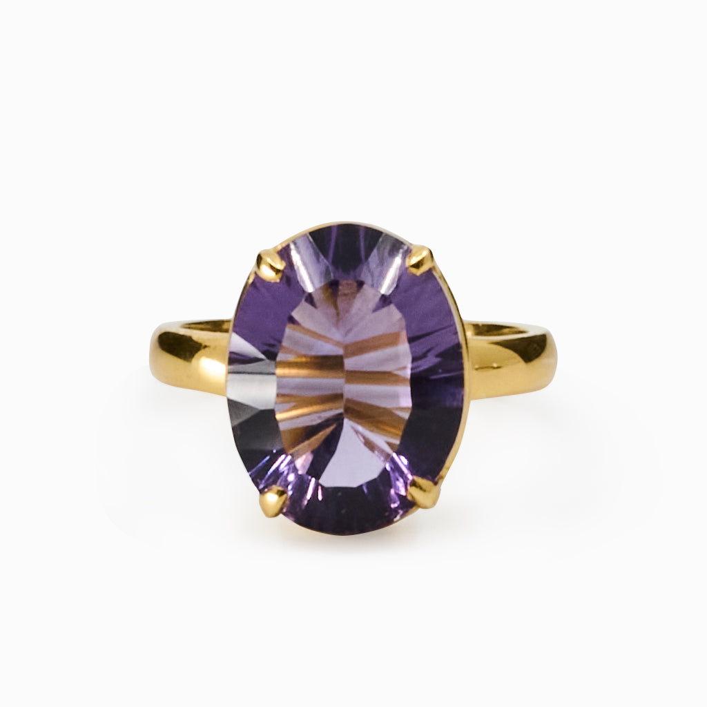 Purple Faceted Amethyst ring with gold vermeil finish | MADE IN EARTH