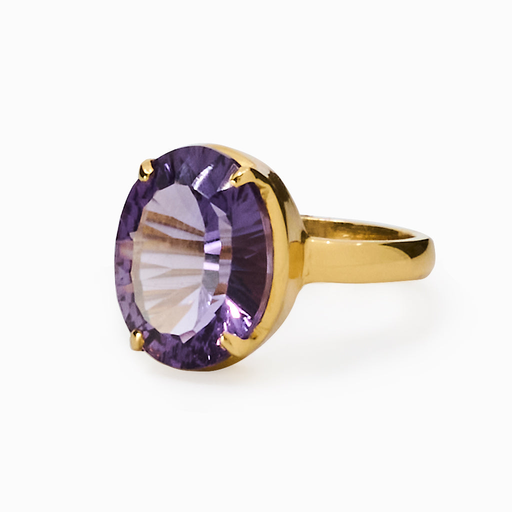 Purple Faceted Amethyst ring with gold vermeil finish