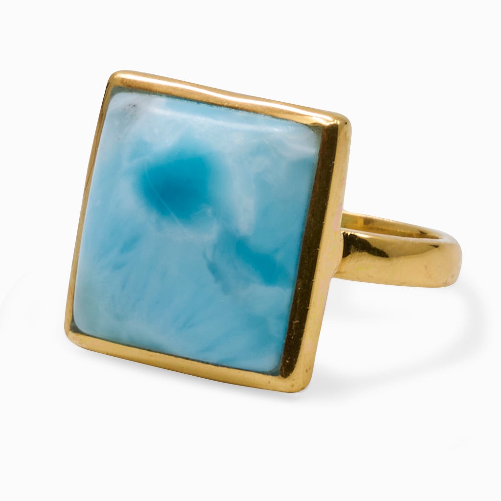 CABOCHON SQUARE LARIMAR RING