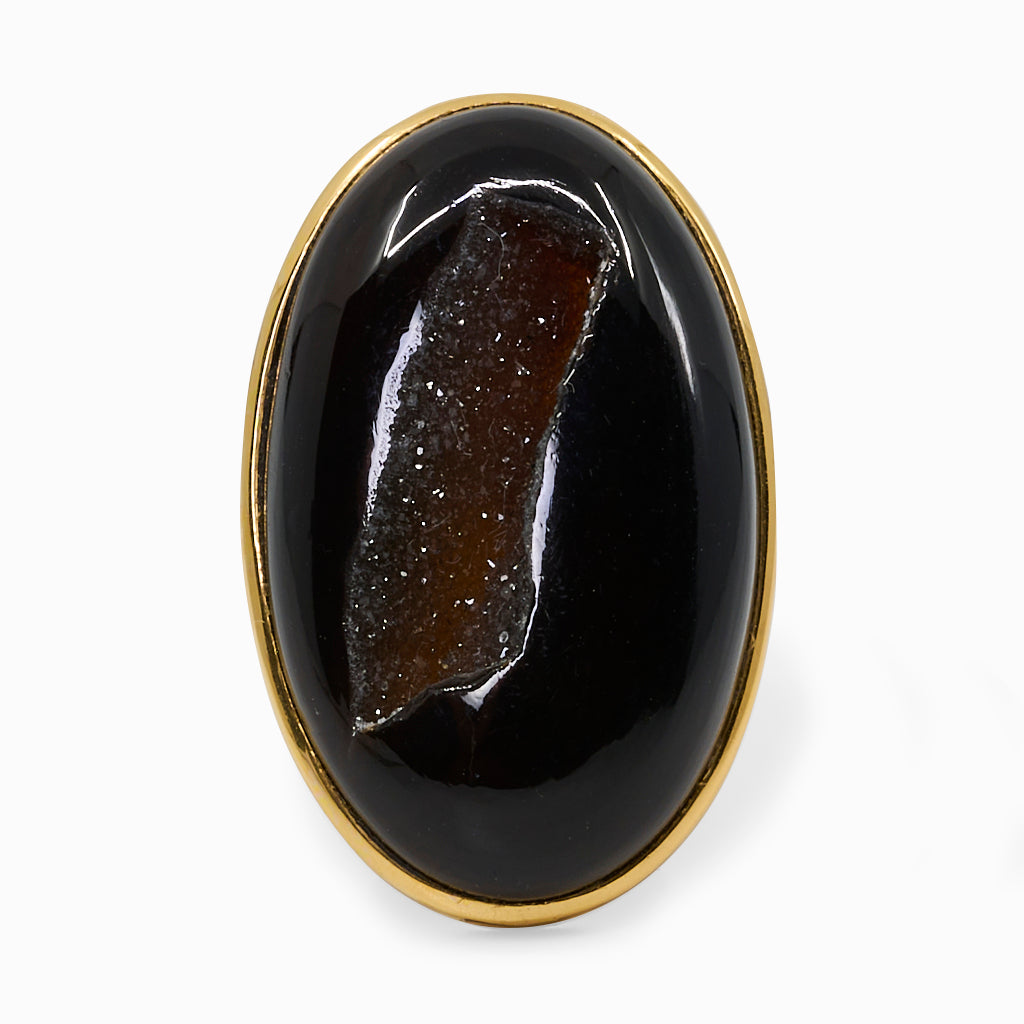 Oval Druzy Onyx ring