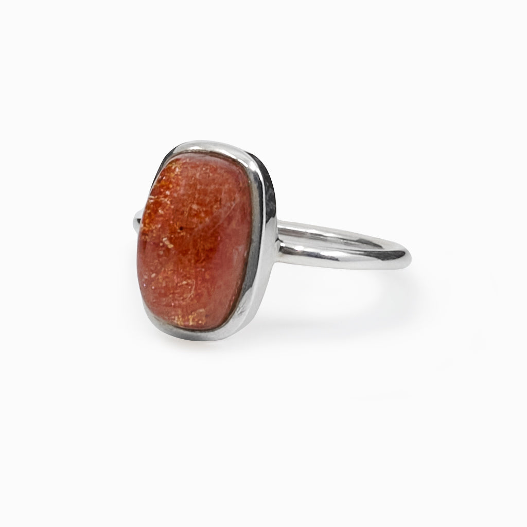 rectangle cabochon Sunstone ring