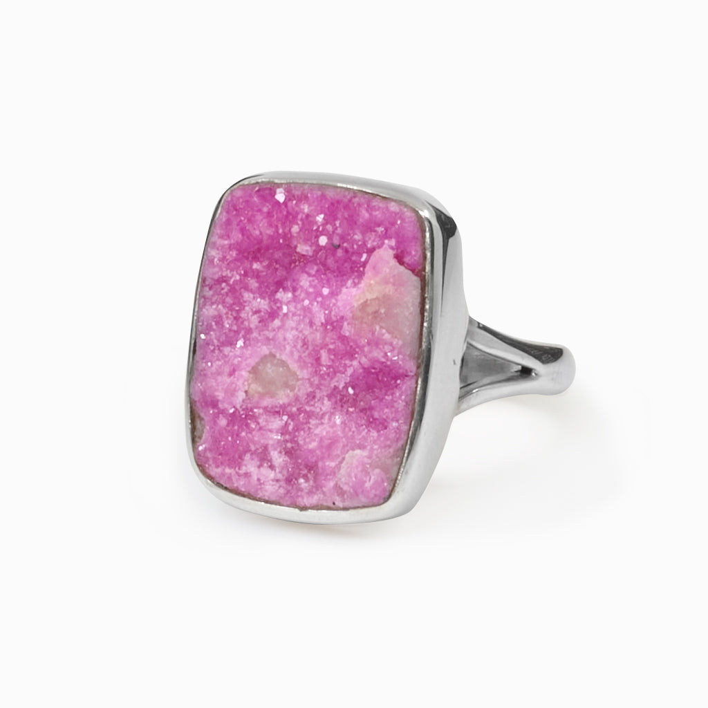 RAW RECTANGLE COBALTIAN CALCITE RING