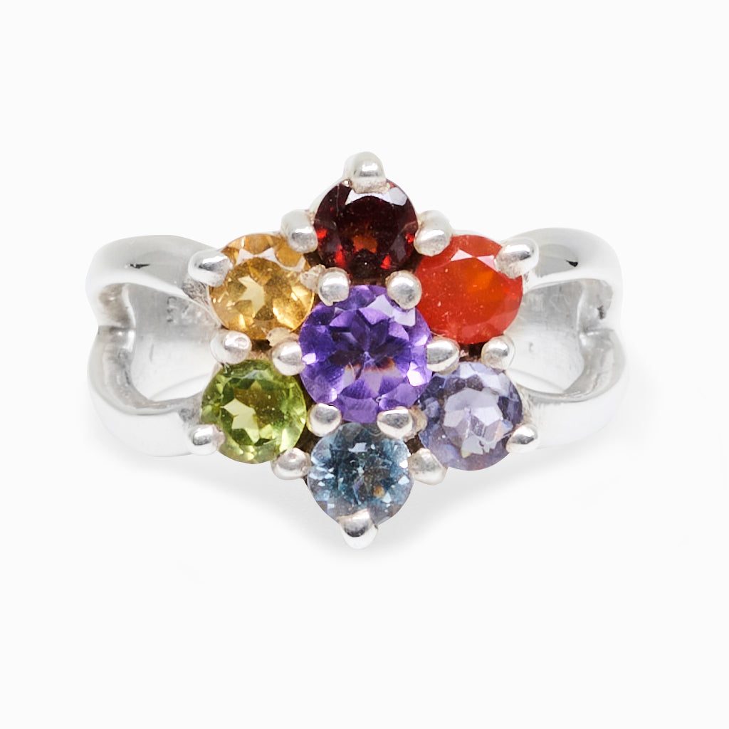 FACETED FLOWER CHAKRA RING