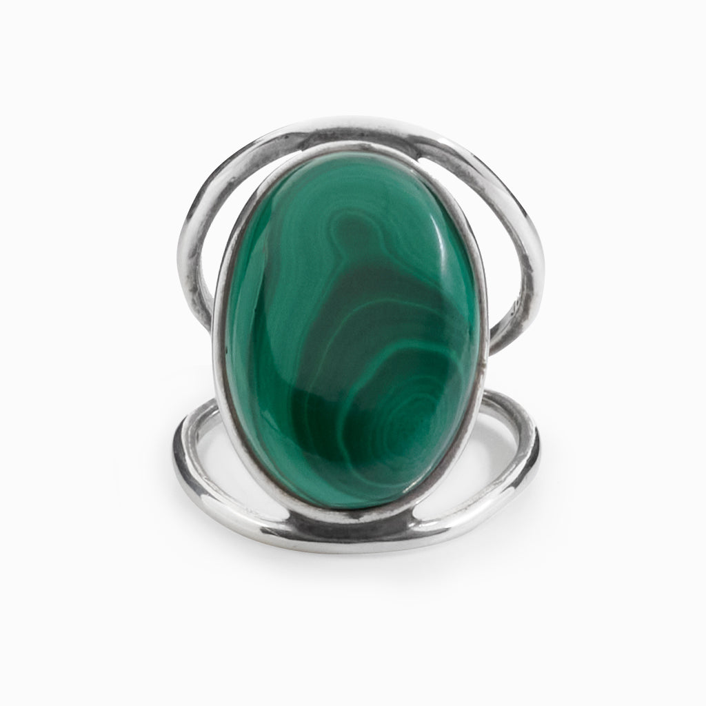 Cabochon Oval Malachite ring