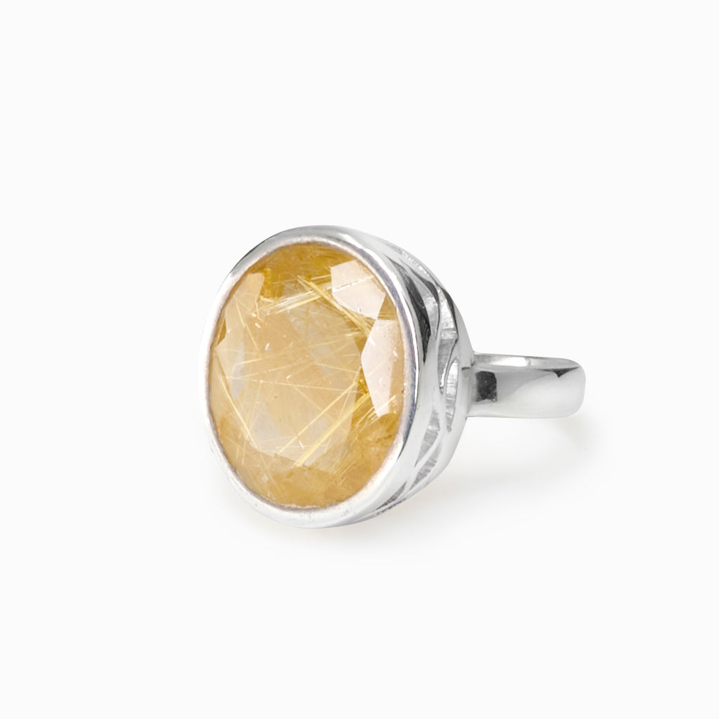 Faceted Oval Rutilated Quartz ring